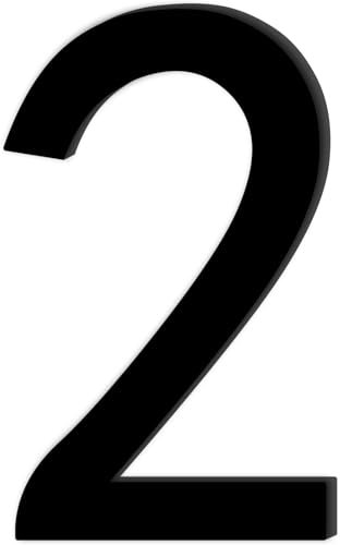 Número de Casa Nr.2,Números Adhesivos Altura de 9.7 cm,Números para Casas Acrílico,Numeros Adhesivos,Numero Casa Exterior,para Exteriores,Buzón,Puerta,Patio,Apartamento,Calle,Negro Mate
