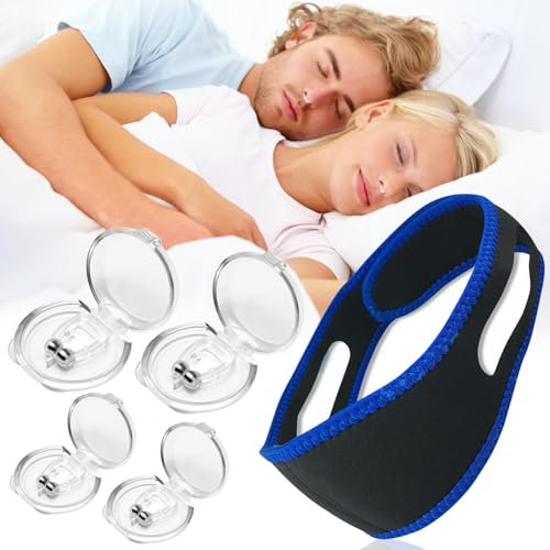 Anti Schnarchen Kinnriemen, 4 Stück Schnarchstopper Anti Schnarch, Anti Schnarch Nasenclip, Antischnarch Band, Schnarchen Stop Gurt, Wiederverwendbares Schnarchen Stopper für Entspannte Nächte