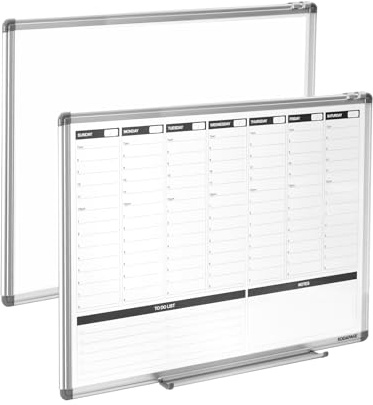 KODAPAGE Weekly Dry Erase Board, Weekly Planner whiteboard with Hourly time Slots, Whiteboard Weekly Calendar for Schedule for wall 24 X 18 Double-Sided for Office, Home and School