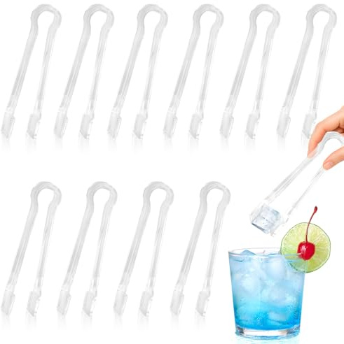 10 Pièces Pinces à Glace Transparentes, Mini Pinces en Plastique pour Buffet, Salade, Biscuits et Barbecue, Ustensiles de Service Réutilisables de 16 cm pour Cuisine ou Fête