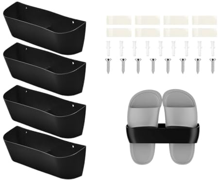 Anlising Portascarpe da Parete per Camper, 4PCS Portascarpe da Appendere Al Muro, Con Installare Accessori, Portascarpe da Parete per Camper Scaffale, per Camper, Soggiorno (Nero)