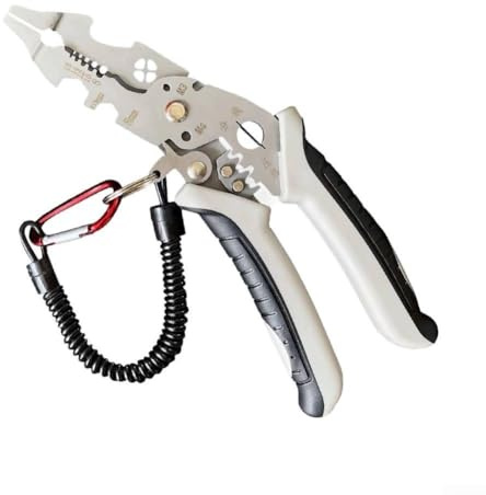 Pinza spellafili multifunzione a gomito e strumento di crimpatura per elettricisti, pinze per cavi in acciaio resistente per attività di taglio, spogliatura e cablaggio in progetti industriali, edili