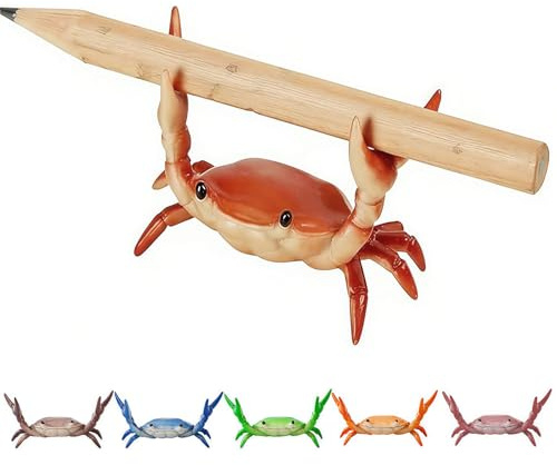 Muorruo 5 Stück Schreibtisch-Stifthalter in Form von lustigen, gewichthebenden Krabben, Mini-Löffelhalter in Tierform, realistische und kreative Stiftehalter und Aufbewahrungszubehör
