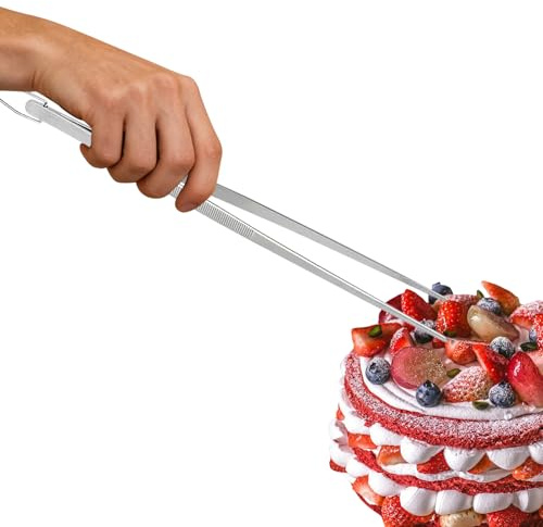 Pinzette da cucina, pinze per servire cibo, pinzette per barbecue, in acciaio, per cucina, buffet, feste, barbecue, ristorante, grigliare pasta, frutti di mare, insalata e snack