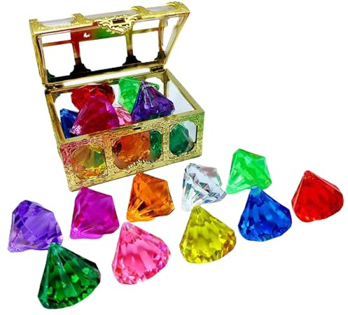 Lot de 10 pièces avec pierres précieuses de plongée - Jouet de natation sous-marin pour loisirs créatifs - Jouet de bain éducatif - Chasse au trésor coloré pour la piscine (or, 7,5 x 5,5 x 5 cm)