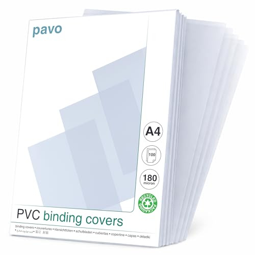 Pavo Einbanddeckel-Klarsichtfolie A4, PVC-Folie, 0.18 mm, 100-er Pack, transparent