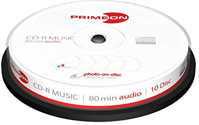 PRIMEON CD-R 80Min/AUDIO Cakebox (10 Disc), photo-on-disc Surface, Inkjet Fullsize Printable