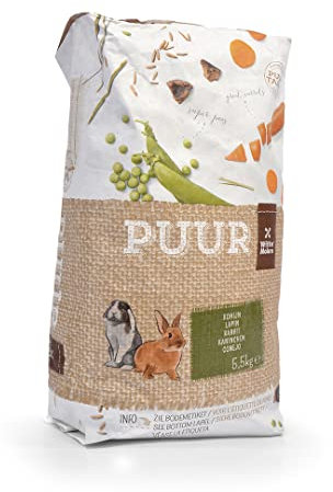 Puur Witte Molen, Alleinfuttermittel für Kaninchen, 5,5 kg, ohne künstliche Konservierungsstoffe, Farbstoffe oder Aromen, alle Nährstoffe für EIN glückliches Leben und eine Gute Gesundheit