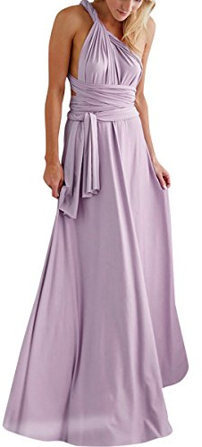 IMEKIS Women's Light Purple XS Multiway Convertible Bandage Dress Sleeveless V-Neck Off Shoulder Bridesmaid Wedding Cocktail Formal Party Maxi Long Dress Prom Dance Ball Gown