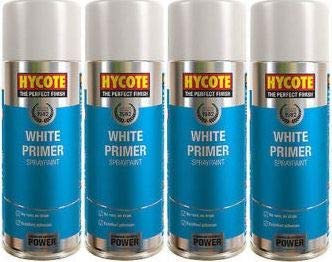 Hycote XUK0302 White Primer Spray Paint 400ml Aerosol x 4