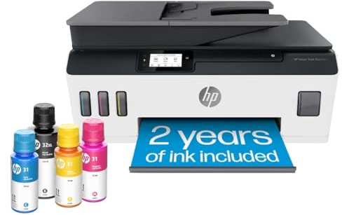 HP Smart Tank Plus 651 Wireless All-in-One Printer, Ink Tank Printer-for-Home Use, 2 Years of Ink Included Auto Document Feeder, Mobile Print, Scan, Copy, Fax, an EcoTank Alternative (7XV38A)