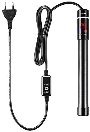 Angzhili Riscaldatore per acquario, 50-500 W, display a LED, sommergibile in titanio, termostato con regolatore termostato esterno (500 W)