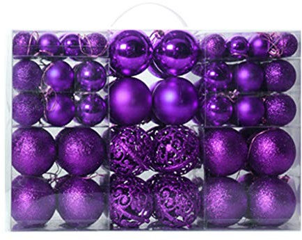 Battnot Weihnachtskugeln 100 teilig 24 teilig 30/60mm Christbaumkugeln Set Weihnachtsbaumschmuck Christbaumschmuck Weihnachtsbaum Kugel Dekoration hängende Hausparty Christmas Xmas (Lila, 100)