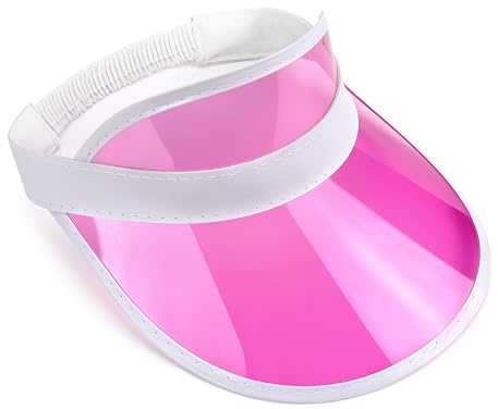 Unisex 80s Style Retro Neon Sun Visor Hat Headband Cap Golf Tennis Stag Poker Party (Pink)