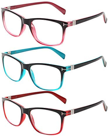 Kerecsen 3 Pack Lesebrille Damen Federscharniere Gute Brillen Hochwertig Rechteckig Komfortabel Frauen Lesehilfe (1.25, 3 Farbe Mischen)