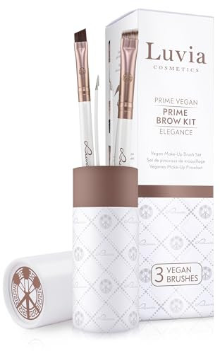 Set di pennelli per il trucco Luvia, Prime Brow Kit, set di pennelli per sopracciglia, 2 pennelli cosmetici vegani con pinzette, pennelli per il make-up