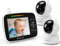 Kidsneed Baby Monitor with 2 Cameras - 3.5 Inch Video Baby Monitor with Remote Control Pan& Tilt &Zoom Camera, Two-Way Audio, Night Vision, Lullabies, 960ft Long Range