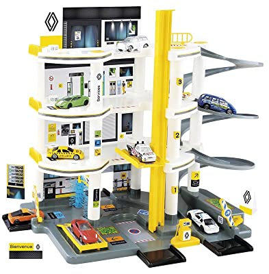 Starlux - Garage Voiture Jouet Renault 4 Niveaux - Circuit Voiture pour Enfants dés 3 Ans - Station Service & Atelier Réparation - Parking Jouet Garçon - Conception Française - Accessoires Inclus