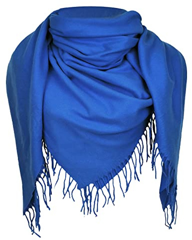 Glamexx24 damhalsduk damhalsduk XXL halsduk vinterhalsduk mycket varm halsduk halsduk med fransar unisex halsduk hösthalsduk poncho, blå, One size