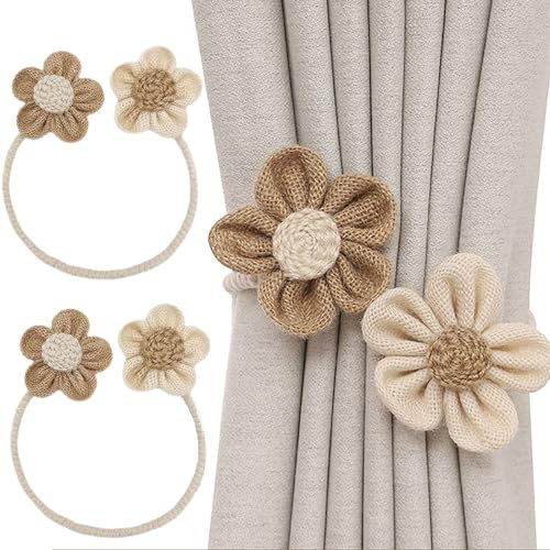 QIUMING 2 Piezas alzapaños de Cortina Cuerdas para Cortinas Lazos de Cortina Alzapaños Boho Alzapaños para Cortinas Cintas de Cortina para Cortinas para decoración del hogar (Dual Color)