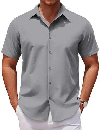 COOFANDY Mens Shirts Short Sleeve Regular Fit Summer Business Casual Shirt Button Down Dress Formal Work Shirts Basic Top