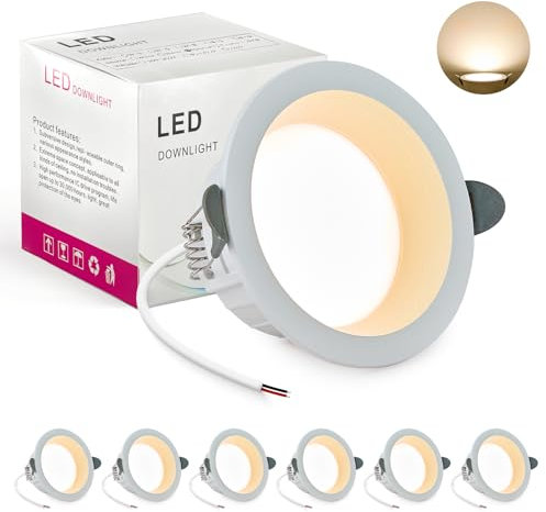 BRIMETI Faretti LED da Incasso per Cartongesso, 6x 7W Luci Ultrasottili da Soffitto e per l’illuminazione da Interno IP44 Foro Incasso 70mm Bianco Naturale 4000K, 700 Lumen AC 220-240V (Bianca)