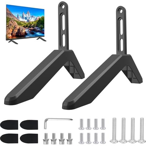 MEETOZ Pieds de support TV universel, pieds de rechange avec vis, support de rechange pour écran plat LCD, LED, plasma de 32 à 65, noir