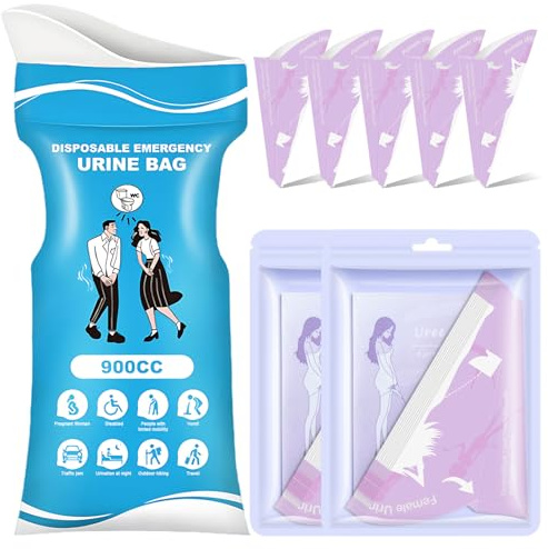 20 pezzi per urinella da donna + 8 sacchetti per urina da viaggio 900 ml, per orinatoio portatile da donna in piedi, aiuto per pipì, carta usa e getta, per toilette da viaggio, campeggio, toilette