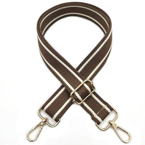 Justerbar väskrem för ombyte, bred axelrem för väskor kvinnor, 3,8 cm väskrem med karbinhake guld, axelrem för kvinnor modern crossbody, handväska, brun vit 112