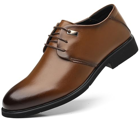 TvzsiY Chaussures Oxfords pour Hommes, Chaussures habillées en Cuir à Lacets élégants, Mode Confortables, pour Affaires Bureau Costume Mariage,Marron,49 EU