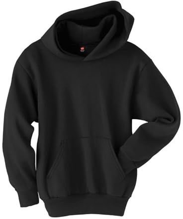 Hanes Big Boys' Eco Smart Fleece Pullover Hood, Black, Large