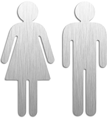 Plaques de porte WC Toilettes Hommes Femmes pictogrammes découpés acier Inox Hauteur 120 mm No. 1072