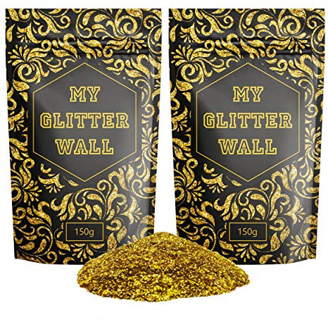 MyGlitterWall 300G Glitter for Paint for Walls - Golden Paint Glitter for Emulsion for Walls - Decorations Perfect for Indoors and Outdoors
