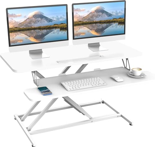 ERGOMAKER Schreibtischaufsatz Höhenverstellbar 91 x 40 cm für Dual-Monitor