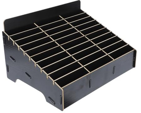 Cabilock 30 Grids Holz Handys Aufbewahrungsbox, Desktop Handyhalter Organizer für Klassenzimmer Büro, Multifunktionale Handygarage Schule Handybox Halter - Schwarz