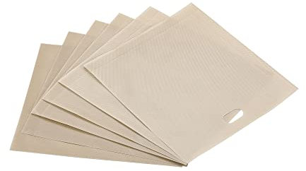 sourcing map Antiadherente 160x180mm Tostadora Bolsas Lavable PTFE Calor Resistente Bolsas para Parrilla Microondas Horno 6 Piezas
