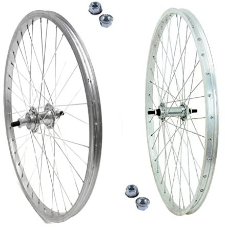 Coppia Ruota/Cerchio Anteriore + Posteriore 28 Per Citybike 700 x35 6/7 Velocita' Bici Epoca | In Alluminio/Acciaio