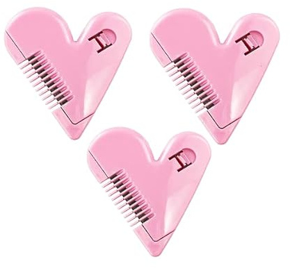 3Pcs Mini Hair Cutter Comb Pubic Hair Trimmer Cute Heart-Shaped Manual Hair Bangs Trimmer for Kids, Women, Girls Hair Cut Accessories