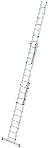 PROREGAL Sprossen-Schiebeleiter 3-teilig mit nivello®-Traverse 3x10 Sprossen | Leiter, Teleskopleiter, Trittleiter, Bockleiter, Sprossen-Doppelleiter
