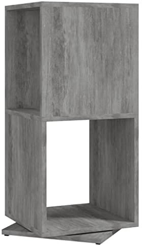 vidaXL Drehregal Drehbar Regal Ordnerregal Standregal Bücherregal Aktenregal Büroregal Deko Mehrzweckregal Betongrau 34,5x34,5x75,5cm Holzwerkstoff