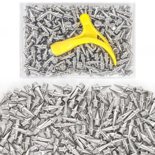 YUNVI Spikes, 200 Stück, Edelstahl, Pyramiden-Schuhspikes mit Spike-Schraubenschlüssel für Leichtathletik und Cross-Country, Ersatz-Spikes für Sprintsport, kurze Laufschuhe