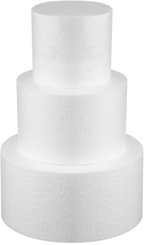 Alipis Manichini per Torta in Schiuma Set da 3 Pezzi Modelli Rotondi da 7.80 a 11.81 Pollici Base Polistirolo per Decorazione Torta Nuziale a più Livelli E Pratica per Panifici E Feste