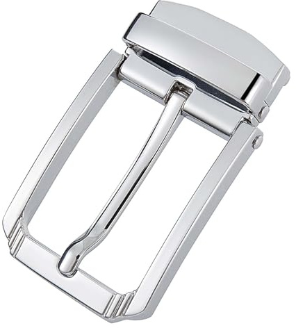 Baoblaze Hebilla de Cinturón de Metal, Pasador Rectangular, Cinturón de Negocios Clásicos para Hombres y Mujeres, Plata