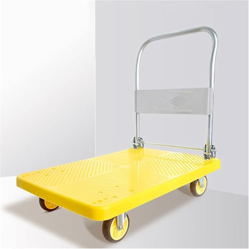 Camion à plateforme pliable avec roues pivotantes à 360 degrés, chariot à main plat robuste pour un déménagement et un transport silencieux en intérieur