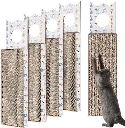 Dansydaisy 4 Pcs 15 Inch Door Hanging Cat Scratcher Cardboard Cat Scratching Board Reversible Door Hanger Scratcher Kitty Scratching Post Pad Mat for Indoor Doorknob Wall Floor