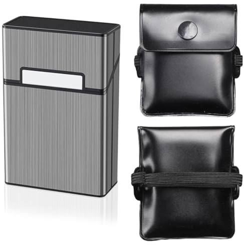 Étui à Cigarette, avec 2 Pièces Cendrier de Poche, Porte-Cigarettes Homme, Boite Cigarette, Aluminium Etui Paquet Cigarette Paquet de Cigarettes avec Fermeture Aimantée, Peut contenir 20 cigarettes