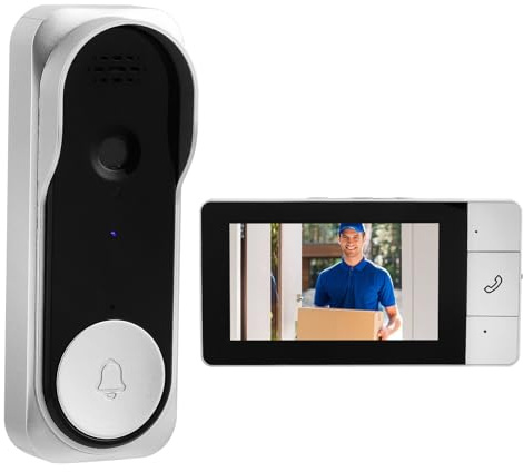 Strixorn Timbre inalámbrico con cámara, Videotimbre, 1080P Timbre Videoportero Exterior IP65 Impermeable Inalámbrico con Pantalla de 4,3 Pulgadas, 130° Gran Angular, visión Nocturna, No Requiere WiFi
