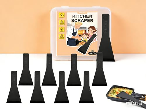 Spatule Pour Poêlon, PlastiqueSpatule Raclette, Spatule Raclette Nylon, 8PCS Grattoir Raclette Nylon Pelle à Raclette Ustensile de Cuisine Ideal pour Fromage Restaurant Maison Avec boîte