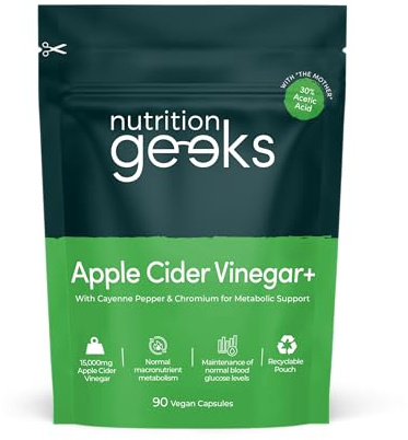 Apple Cider Vinegar Capsules 15,000mg with Mother & 30% Acetic Acid - Enhanced with Chromium & Cayenne Pepper - 90 Vegan Capsules (Not Apple Cider Vinegar Gummies or Liquid), Teeth Friendly - UK Made