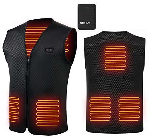 CRRXIN Chaleco Calefactable, 10000mAh Carga USB Eléctrico Eléctrica Calefactable Chaquetas, Adecuado Hombres y Mujeres Caza Pesca Esquiar, (Batería Incluida) (XL)